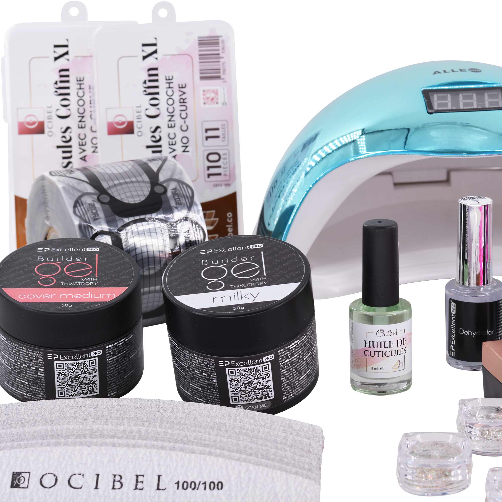Kit Manucure XXL – Lampe LED 48W, Gel Sans Limage, Vernis & Accessoires – Pose Ongles Professionnelle à Domicile OCIBEL