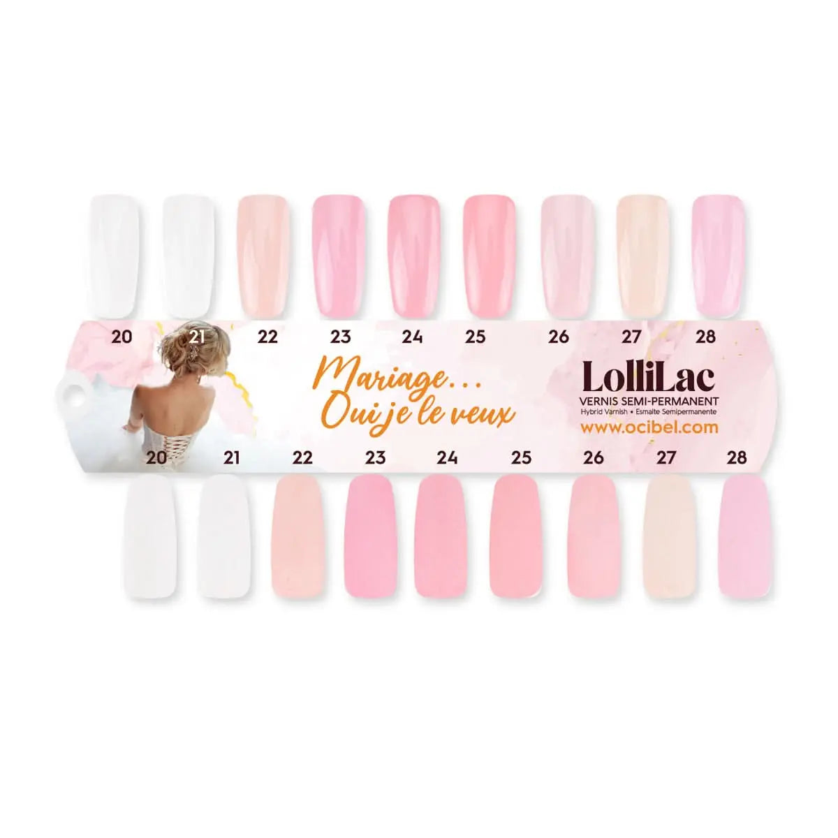 Nuancier 9 Vernis Semi Permanent Lollilac Collection Mariage, Oui je le veux - Brillant et Mat OCIBEL