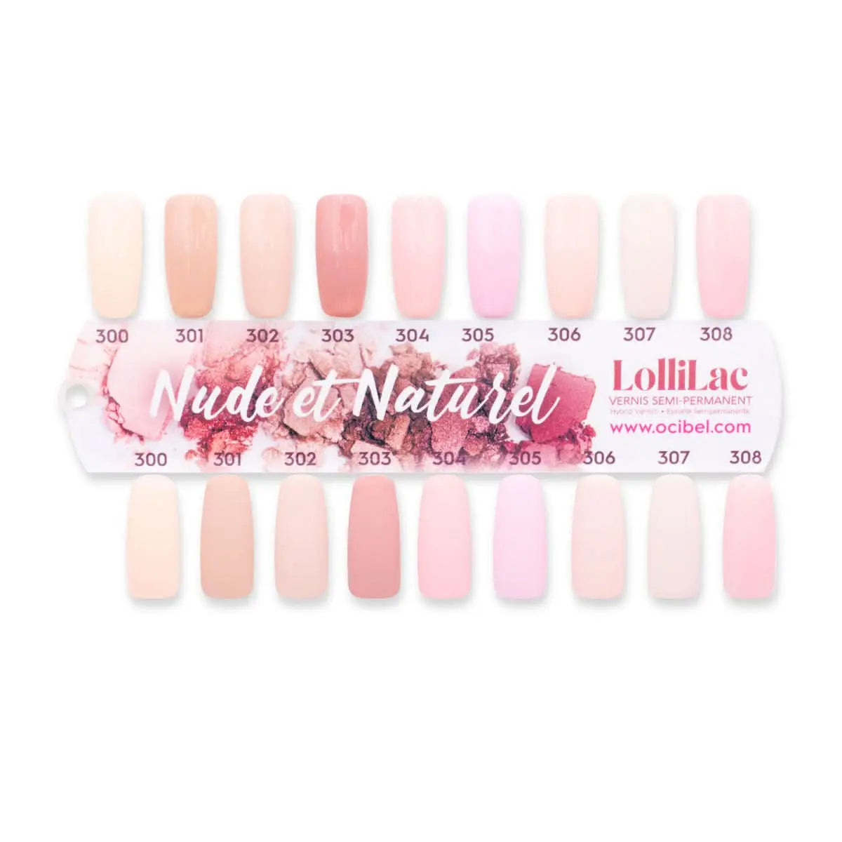 Nuancier 9 Vernis Semi Permanent Lollilac Collection Nude & Naturel - Brillant et Mat OCIBEL
