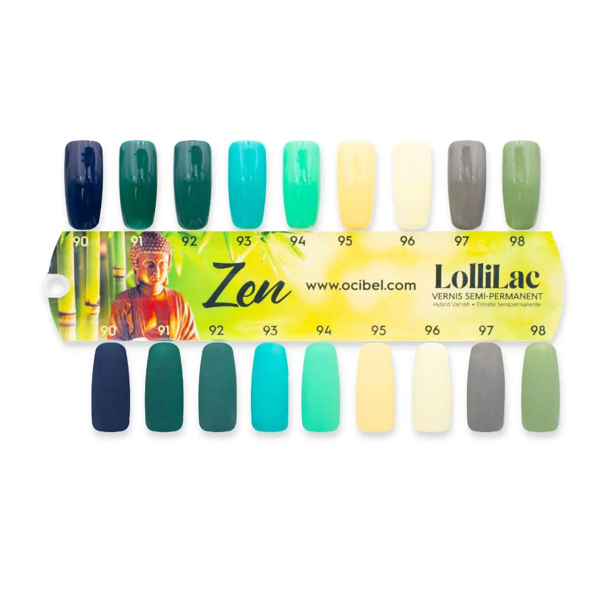 Nuancier 9 Vernis Semi Permanent Lollilac Collection Zen - Brillant et Mat OCIBEL